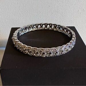 Silver Tone CZ Clasp Bangle